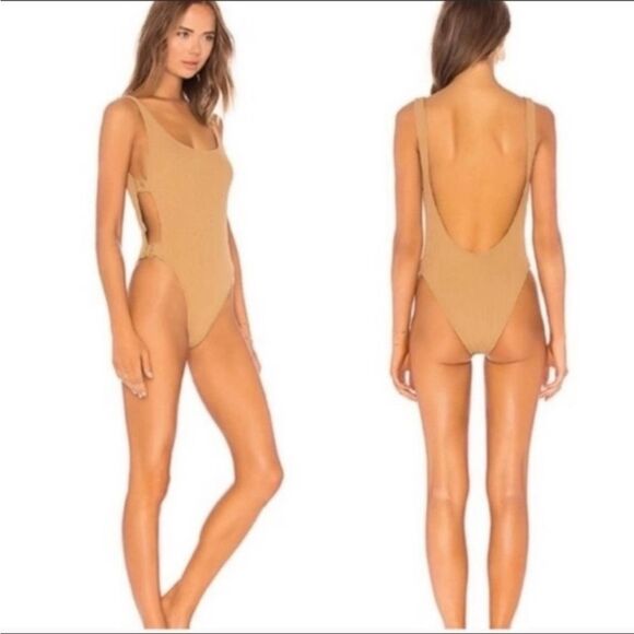 L*Space Mayra One Piece Swimsuit Cutout Tan Size 8 NEW - Picture 1 of 5